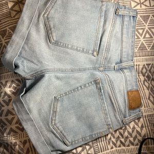 aeropostale light blue shorts with rips.